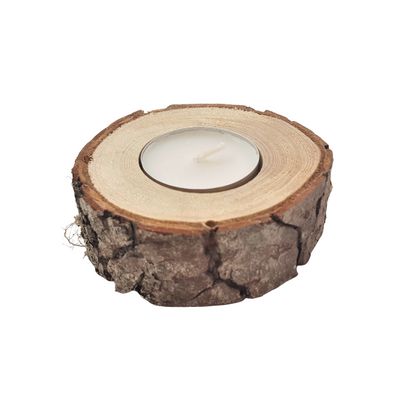 Tea Light Holder Raw Wood
