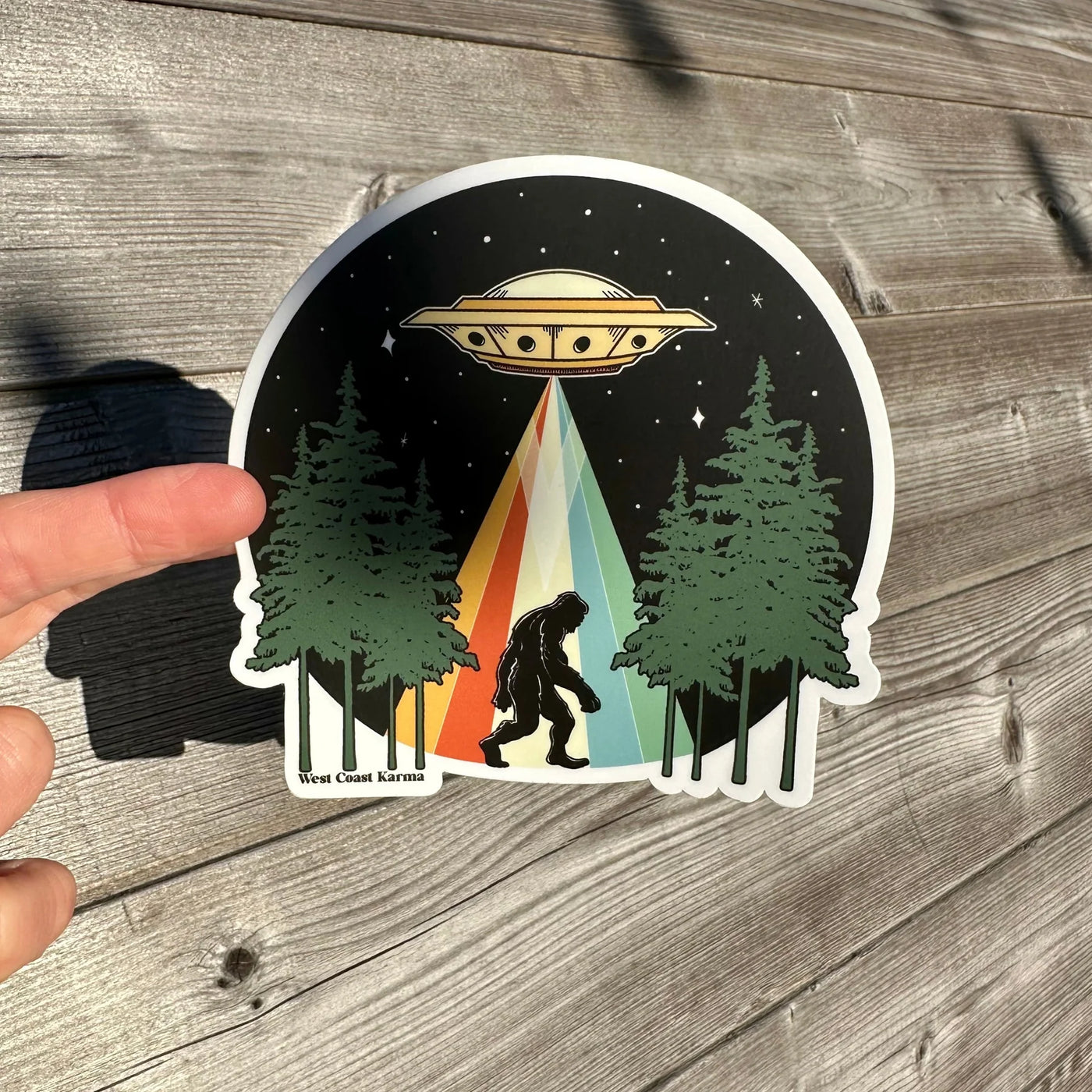 Vinyl Sticker - Alien Sasquatch Abduction