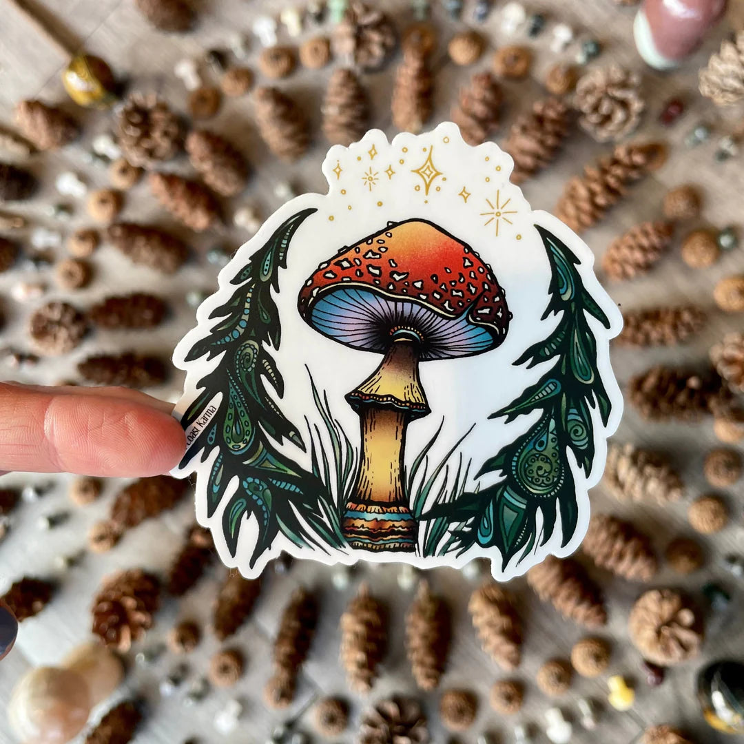 Vinyl Sticker - Colourful Amanita Mushroom