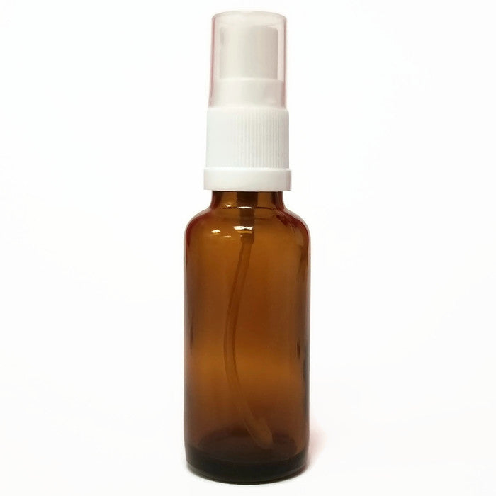 Glass Bottle 50ml Amber with White Mister Top