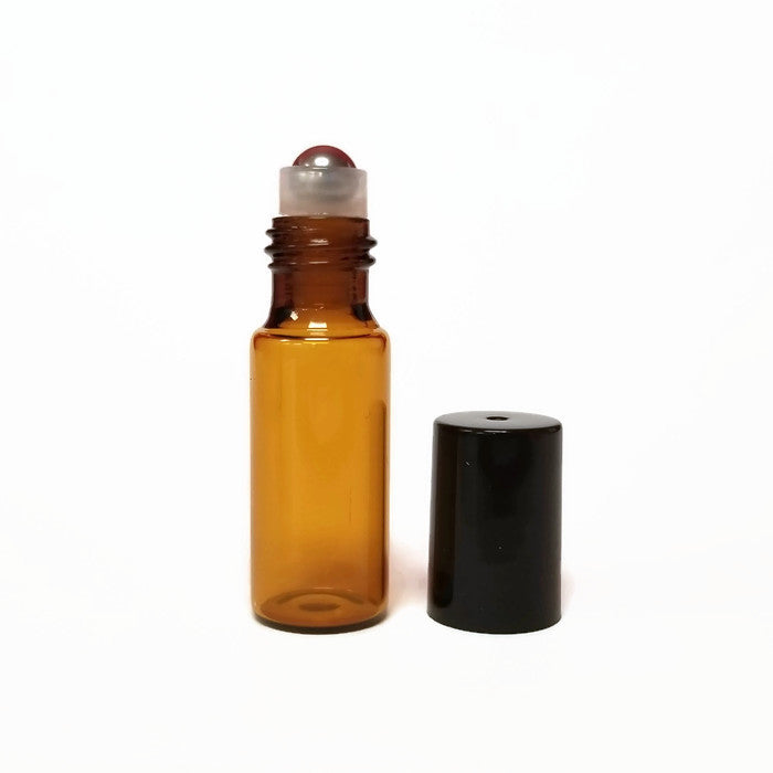 Roll On Bottle Amber - Metal Roller 5ml