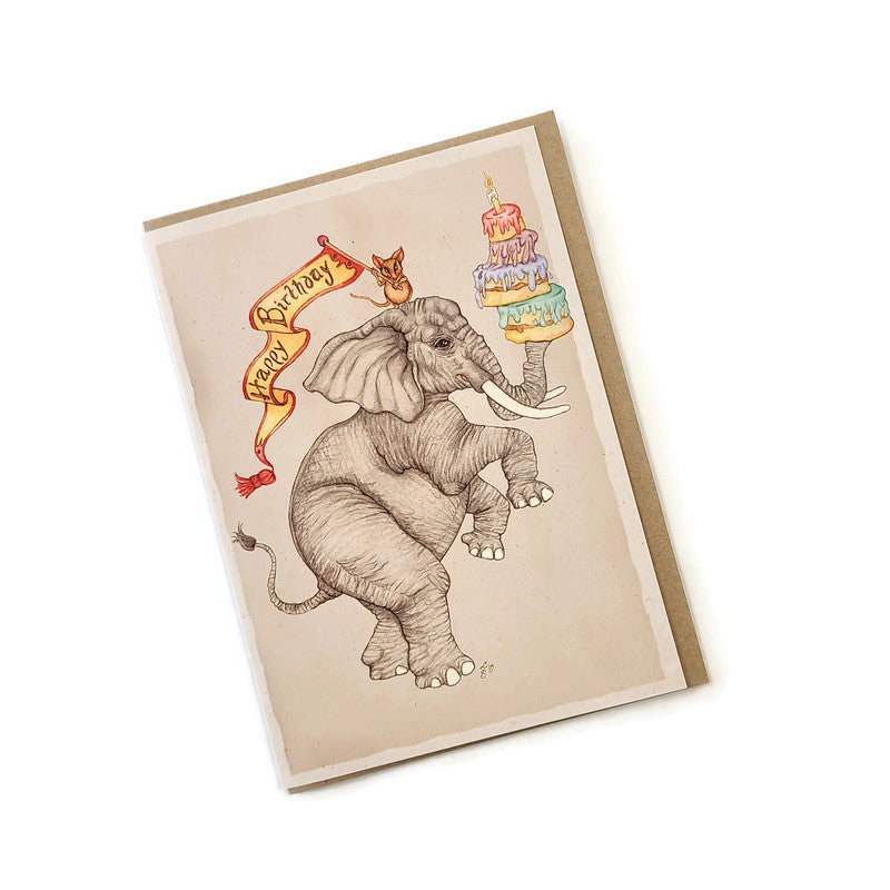 Leah Schell Blank Notecard - Happy Birthday Elephant