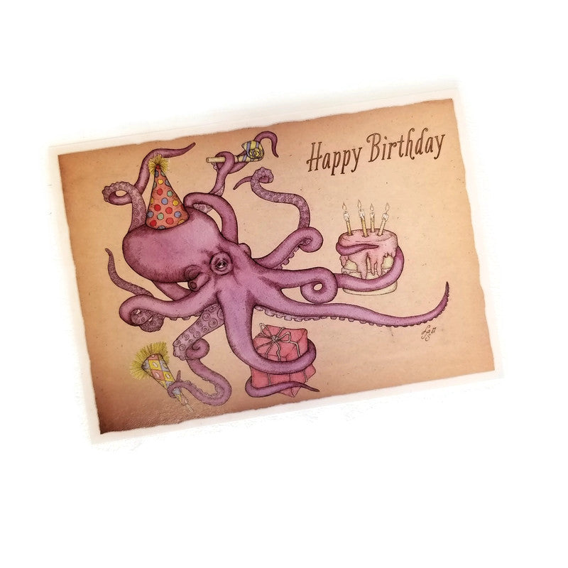 Leah Schell Blank Notecard - Birthday Octopus